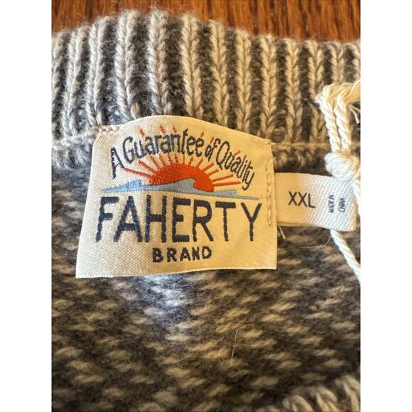 New Faherty Ombre Donegal Crewneck Sweater Mens XXL Merino Wool Herringbone NWT - Picture 5 of 8